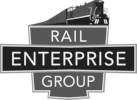 Rail Enterprise Group Logo in Grayscale